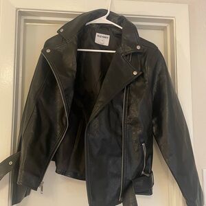 Old Navy Black Faux Leather Moto-Style Jacket